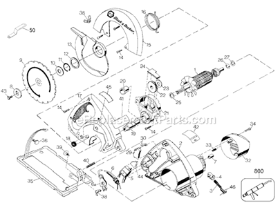 Page A Diagram and Parts List for 7300 Type 1 Black and Decker Circular Saw